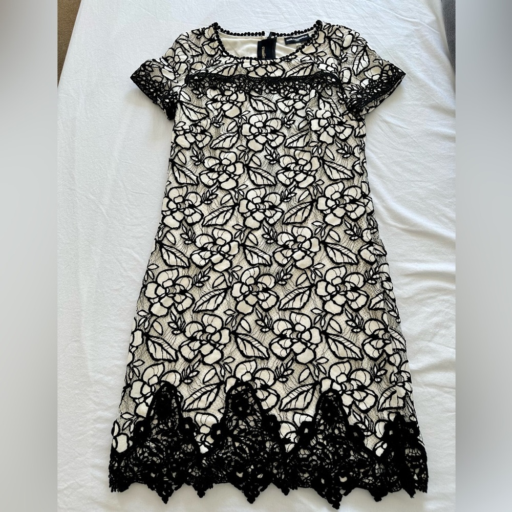 Karl Lagerfeld black and white lace dress size 4 NWT